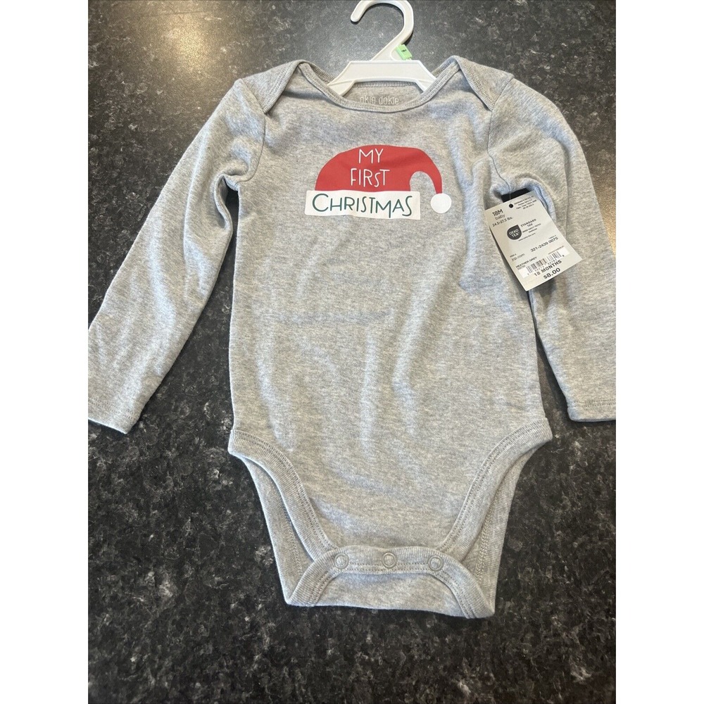 Okie Dokie My First Christmas‎ Baby Shirt Size 18 Months Button Bottom